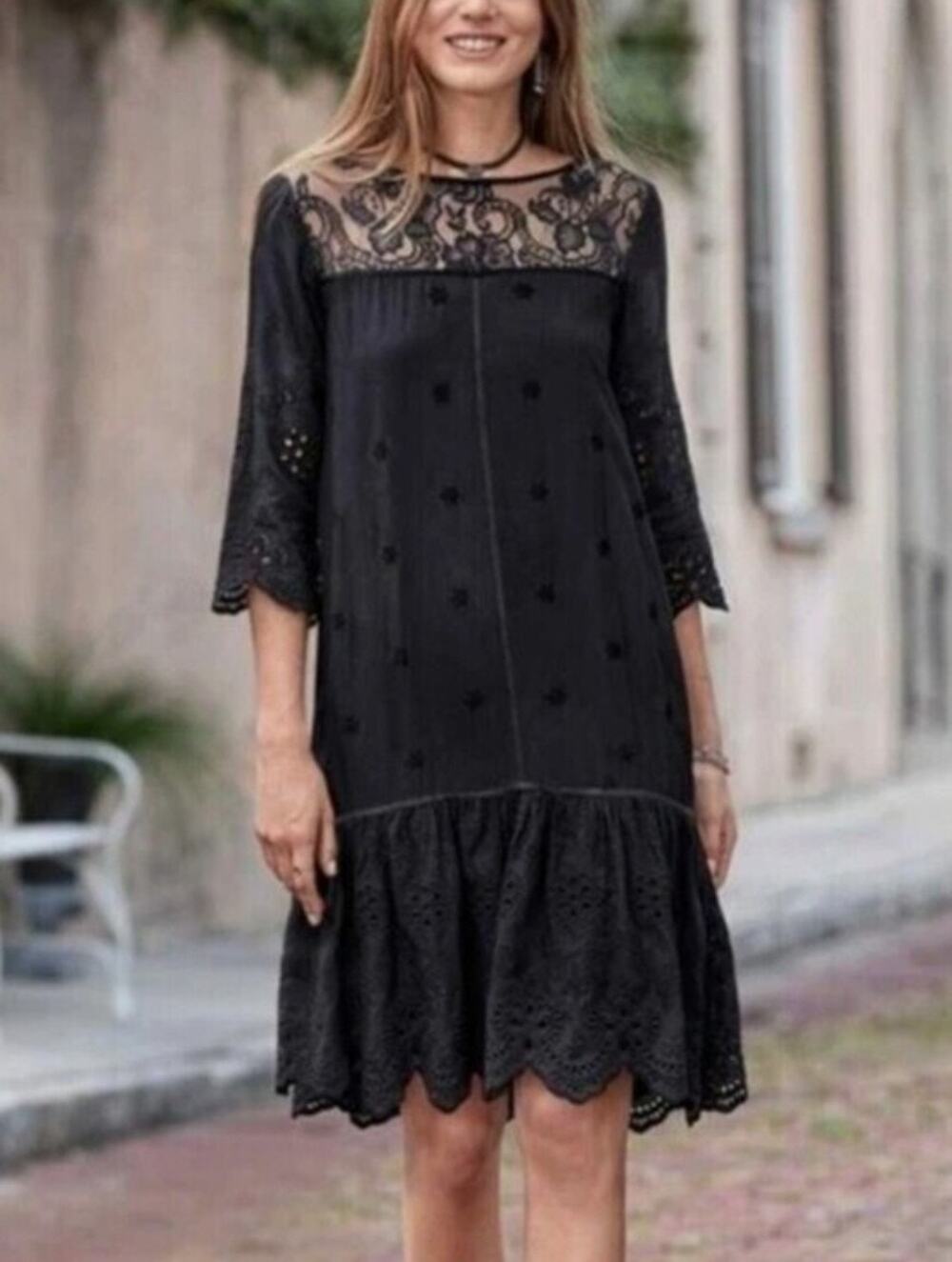 Sundance Black Lace Eyelet Nadine Dress